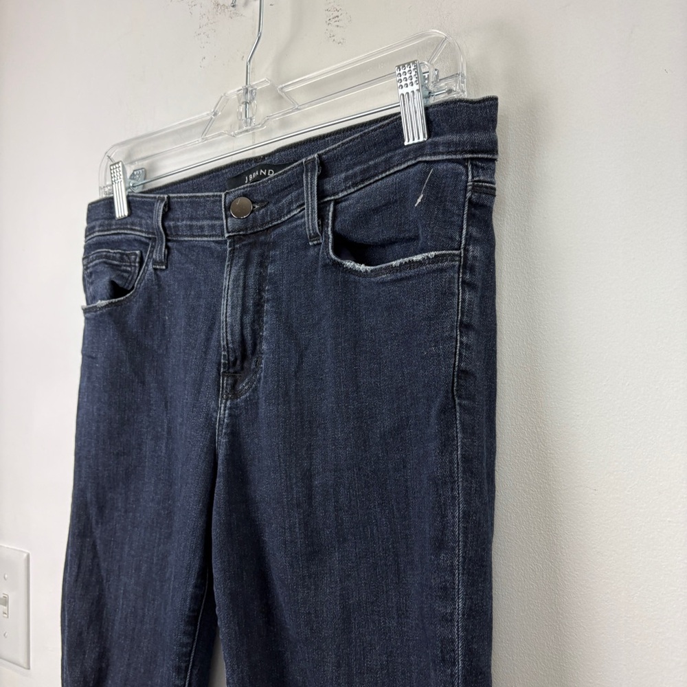 J Brand Capri Skinny Jeans Distressed Raw Hem Stretch Dark Wash Mid Rise Cropped - Picture 4 of 9